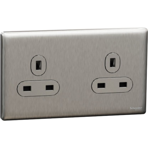 Schneider Electric 施耐德電氣 NUXT426_SS UNICA X 13A 250V~ 雙位插座 (炫星銀)